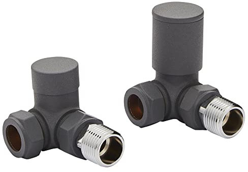 Team Controls Designer Matt Anthracite Corner Radiator Valves Pair 15mm Towel Rail Valve KT
