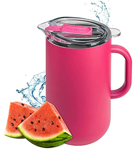 Served Premium Insulated Pitcher (2L/66oz) - Double Walled, Copper Lined Stainless Steel Pitcher with Lid - Vacuum Insulated Carafe for Hot Coffee, Tea, Iced Drinks, Water, Cocktails, and More