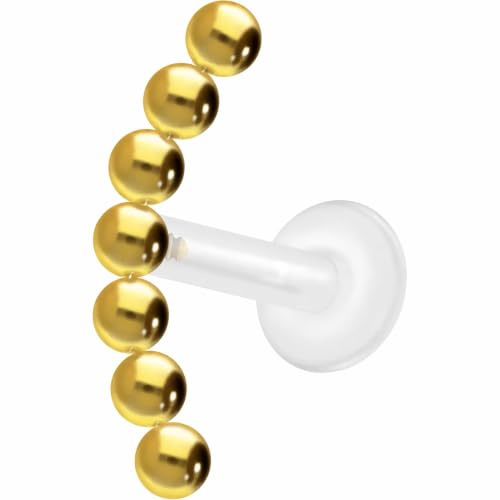 PIERCINGLINE PTFE Labret mit Innengewinde Titan Aufsatz 7 KUGELN Piercing Lippe Nase Ohr Helix Tragus Medusa Farb & Größenauswahl