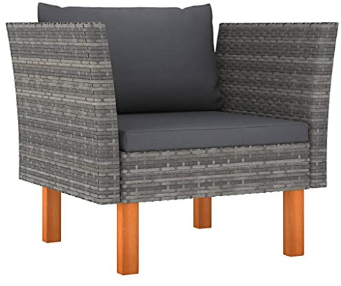 vidaXL Gartensofa Poly Rattan und Eukalyptus Massivholz