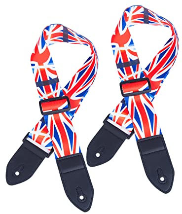 Milisten 2 Stück Ukulele Akustikdruck Bass Verstellbare Gurte Verbreiterte Ersatzgürtel Schulter für British Union Guitar Flag Belts Jack Electric Classic Guitars Strap