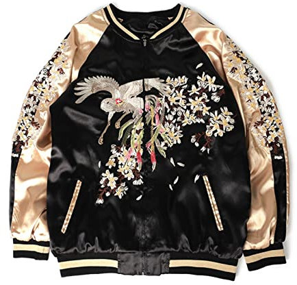 IVOYI Sukajan Blouson bomber de baseball Männer Frauen Satin Phoenix Stickerei Yokosuka Mantel Frühling Japon Doppelseitige Streetwear