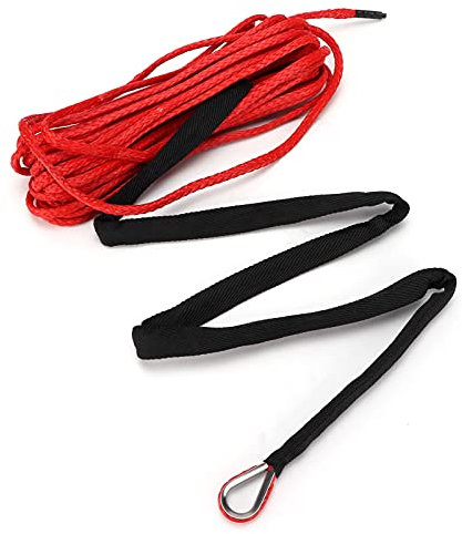 Corde de Remorquage, Câble de Treuil Synthétique en Nylon + Fibre de Polyéthylène 15 M 7700 Lb, Diamètre 6 Mm, pour la Plupart des Treuils de SUV, Camion, VTT, UTV (A (rouge))