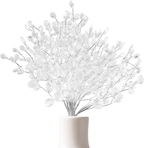 Toddmomy 50 Blumen-Picks Aus Kristall Weihnachtsbaumpflücker Und -Sprays Künstliche Blumengirlande Künstlicher Weihnachtsbaum Kristall-Bouquet-füller Gold Aus Acryl Weiß Sprühen Braut