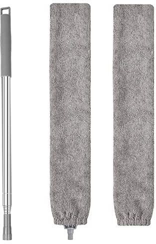 Dehnbarer Staubwedel Duster, Mikrofaser Staubwedel Teleskop Lang Ausziehbar mit Teleskopstange Waschbar Staubpinsel Staubbürste Duster 0,8m-2,5m