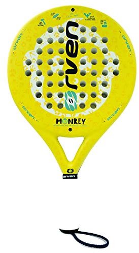 ORVEN Monkey - Pala de Pádel Junior 100% Made in Spain - Pala Padel para Niños/Niñas y Adolescentes - Control 90%, Potencia 60% - Forma Redonda - Fibra de Carbono y Goma EVA