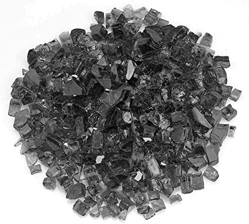 ASEELO Feuerstelle Glas, Dekorative Feuerstelle Glas Felsen, Spiegelbeschichtetes gehärtetes Glas Pelletofen Feuerstelle Glas, für Außen und Innen Gas Feuerstelle (B)