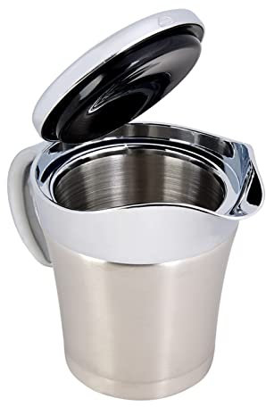 Akozon Sauciere Wmf, Sauciere,Soßenspender,304 Edelstahl Thermo Sauciere, 450ml Saucentopf mit Klappdeckel Wärmeisoliert Doppelwandig für Bratensoße, Ketchup, Senf, Sahne, Salatdressing (S,450ml)