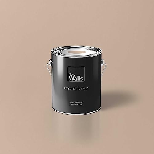New Walls Premium Wandfarbe Beige, Hellbeige Liquid Luxury Dispersionsfarbe für Innenräume – 2,5 L