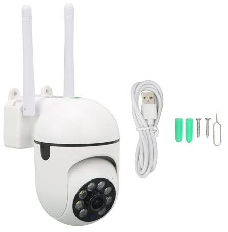 Yinhing Security Camera Outdoor, WiFi 360 Degree Night Vision Motion Detection 2 Way Audio PTZ Security Cameras Outdoor, Free Cloud Storage 2.4G 5G (UK Plug)