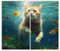 SMTDeco Herdabdeckplatte Ceranfeld Abdeckplatte Herdabdeckung Herdplatten Abdeckungen Induktionskochfeld 2 x 30x52 cm 2-tlg. Wasser Katze Orange
