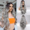 Perücke Grau Lang,Perücke Damen Grau Lang,Lange Graue Ombré Perücke, Ombre Silber Grau Lang Lockig,Graue Perücke Damen,Perücke Silber,Perücke Damen Grau,Perücke Grau Damen,Perücke Karneval Damen