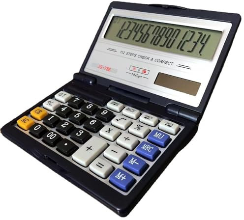 Maizoon Calculadora Plegable con Pantalla Grande de 14 Dígitos Fuente de Alimentación Dual SY de Batería Función de Verificación y Corrección Adecuada para Finanzas Comerciales y Oficina