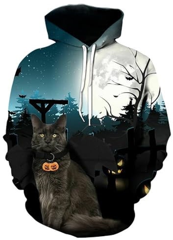 Hoodies Unisex 3D Kätzchen Motive Kapuzenpullover Slim Fit Langarm Pullover Herren Drawstring Herren Sweatshirt Mit Tasche Tops Herren YO-16 XL