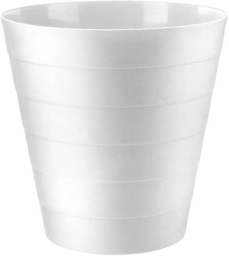 MantraRaj Plastic Waste Paper Bin 6L Round Waste Basket Trash Can Lightweight Rubbish Bin for Kitchen, Bedroom, Bathroom, Open-Top Design, Outdoor Garbage Container Dustbin (White)