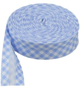 QOKLIYUI Einfach gefaltetes Schrägbandband, langlebig und einfach zu kantenbeschneiden zum Nähen und Quilten, modisches Baumwoll Schrägband, einfach, himmelblau kariert