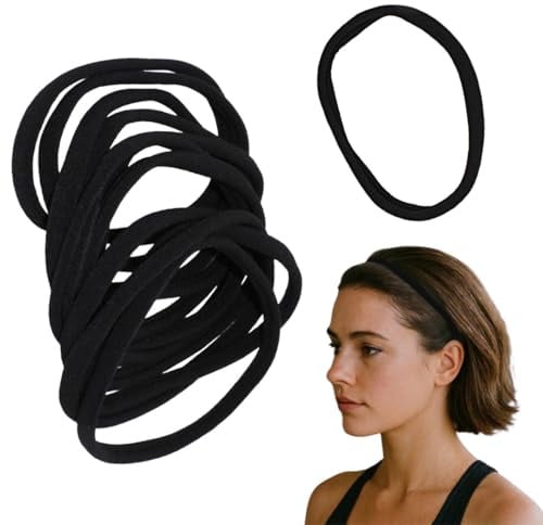 Righe e Pois 10 Fascette Per Capelli Nere Unisex Elastiche In Filanca 1 CM Made In Italy Elastici Capelli Donna e Uomo Confezione da 10 Fermacapelli