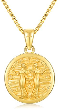 REDSUN Halskette mit Sternzeichen Zwilling 925 Sterling Silber 12 Konstellationen Sternzeichen Stern Halskette Gold Tierkreiszeichen Anhänger Astrologie Horoskop Schmuck Geschenke Für Männer Frauen