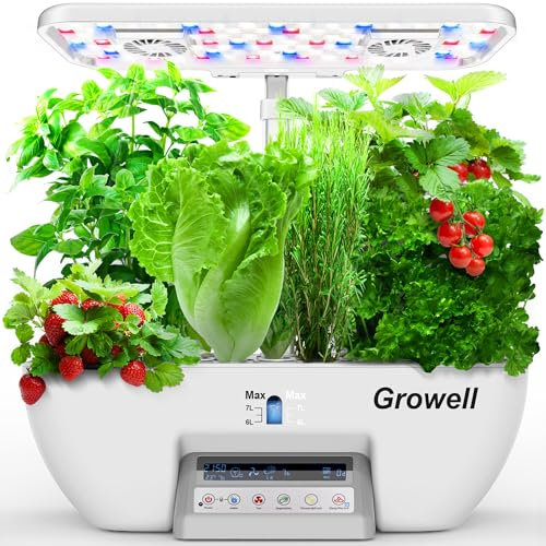 Growell Hydroponics 17 Capsules Herb Garden Grow System Kit with 102 28W Full Spectrum Grow Lights and 2 Fans, Indoor Garden with Water Pump, Tank