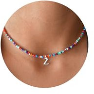 TINGN Geschenke für Mädchen - Bunte Perlen Kette mit Buchstaben Z Initiale Halskette für Mädchen Modeschmuck Personalisierte Geschenke für Frauen Freundin Geburtstagsgeschenk Geschenke für Mädchen