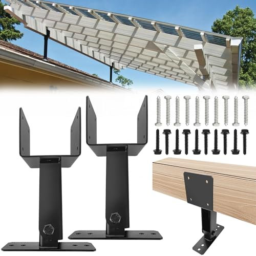 ITEVE.GD Dacherhöhungs-Halterungs-Set, verstellbarer Winkel, Dacherhöhung für 4 x 4 oder 6 x 6 Holz, Metall-Dacherhöhung für Pergola, Veranda, Blockhütte mit Hardware – 2 Stück