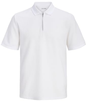 JACK & JONES Herren Male T-Shirt Einfarbig T-Shirt Jjeaustin Zip Polo Ss Sn (1er Pack)