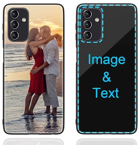 MXCUSTOM Personalised Phone Case for Samsung Galaxy A15 4G 5G, Customised Personalised Anti-Scratch Tempered Glass Soft TPU Cases with Photo Image Text Picture Design Your Own Phone Cover (GHS-BK-P1)
