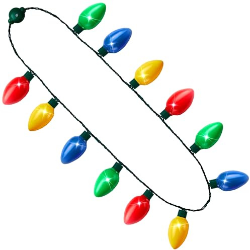 JOYIN 1 Packung Weihnachts-LED-Halskette, Weihnachtskette mit 12 LED-Glühbirnen, leuchtende Halskette für Erwachsene, Kinder, Weihnachtsfeiertage, Weihnachtsaccessoires, Weihnachtsdekorationen.