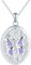 Schmetterling Medaillon zum Öffnen für Bilder Halskette Damen Silber 925 mit Zirkon: Rose Foto Kette Ovale Bilder Anhänger Halskette - Amulett Schmuck Geschenk für Frauen Mama Freundin Mädchen Lila