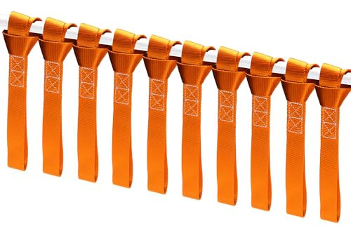 MARCHFA 1 x 12 Doppelschlaufen Zurrschlaufen Schlaufen Spanngurte für Motorrad, ATV, UTV, Fahrrad - 2300 Lbs (Orange, 10 Stück)