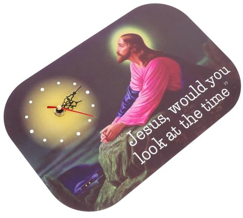 Warmhm Jesus-Wanduhr Stiller Jesus Würden Sie Auf Die Zeit Schauen Religiöse Uhr Lustige Neuheit Tischuhr Batteriebetrieben Dekorative Wanduhr Nicht Tickende Stille Uhren