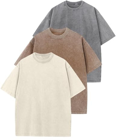 Yimoon 3 Pack Oversized Tshirts for Women Washed Vintage Baggy Boyfriend Tees Short Sleeve Unisex Cotton Tops