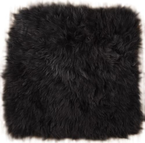 Kuhfelle Online & Nomad Lammfell Pad Sitzauflage Stuhlauflage Stuhlkissen aus echtem Island Lammfell 35 x 35 cm (Dunkelgrau)