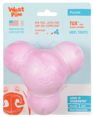 WEST PAW Zogoflex Tux Treat Dispensing Dog Chew Toy – Interactive Chew Toys for Dogs – Hold Kibble, Treats (Bubblegum, Large)