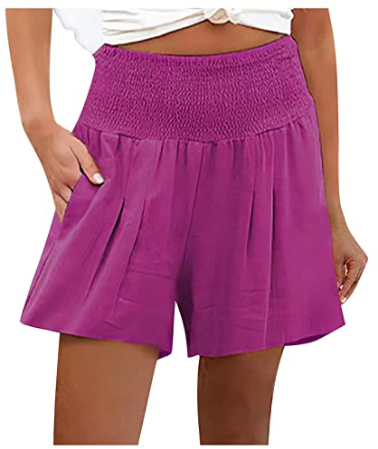 SCBFDI Pantalones Cortos de Mujer Short Femme Ete Fluide Short Femme Noir Short Boxe Thai Vetement Fluo Short Femme Cycliste Jogging Large Femme Shorts et Bermudas Femme Short Sudation Rose XL