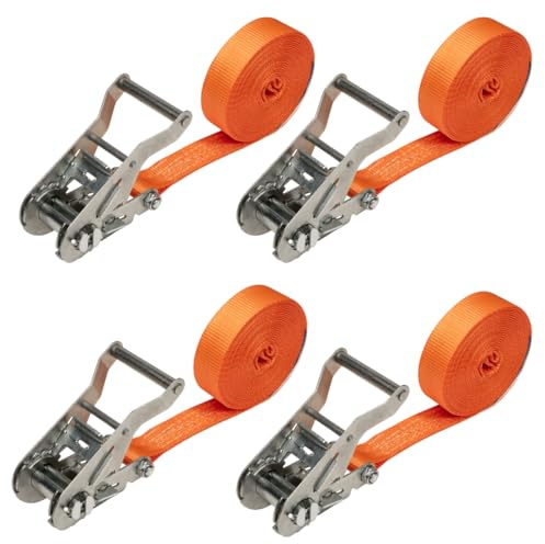 LOADCARE 4X Ratschenzurrgurt einteilig, Spanngurt 2000 daN, 6 m, orange mit Ratsche 35 mm