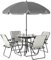 DECHOME - Tavolo da Giardino con 4 Sedie Pieghevoli ed Ombrellone in Acciaio Set 6 Pezzi colore Crema, Grigio e Nero