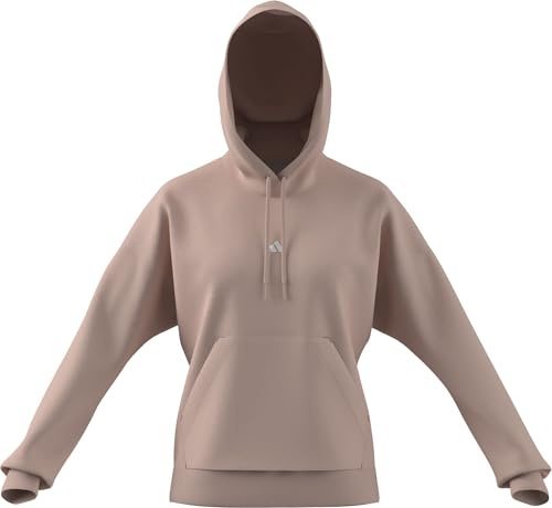 adidas Women's Essentials SMALL Logo French Terry Hoodie, Blush pink/White, M