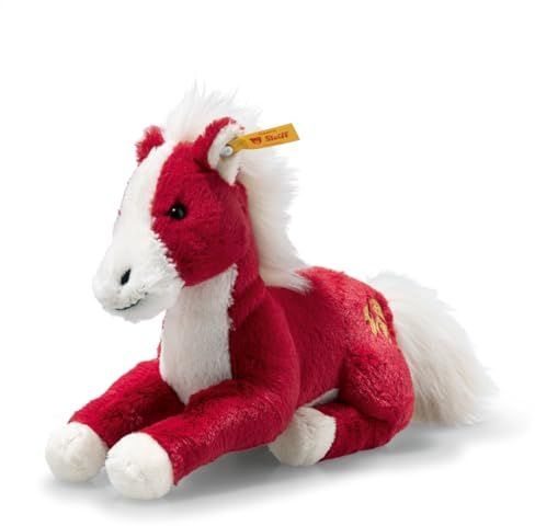 Steiff Kuscheltier Jahr des Pferdes chinesisches Tierkreiszeichen, Süßes Stofftier, Kinder, Jungen & Mädchen, Friends, 18 cm, Rot, 114151