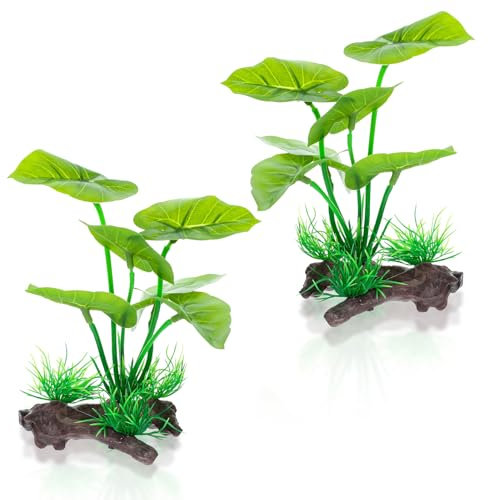 ElevateTech 2 Pcs Aquarium Plants Decor Fish Tank Decorations Betta Leaf Hammock Artificial Silk Terrarium Plants Decorations Betta Fish Tank Plant Goldfish Reptile Artificial Plant