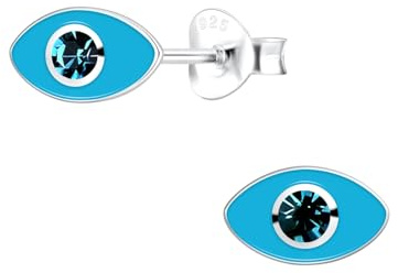 Monkimau Mädchen Ohrringe Evil Eye | Ohrstecker aus 925 Sterling Silber | Kinderohrringe hypoallergen