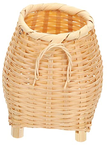 Artibetter Pot À Crayons En Bambou Rustique Pour Fête Des Dents Pour Bureau Crayons Ustensiles Couverts De Cuisine Porte-Stylos Porte-Stylos Tissé Pot À Pinceaux De Maquillage