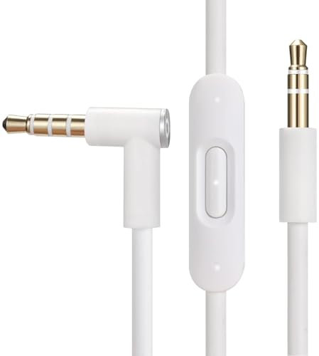 ALUNME Replacement Audio Cable Cord Wire,Compatible with Beats Headphones Studio Solo Pro Detox Mixr Executive Pill with in Line Mic and Control (White)