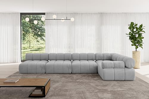 ALTDECOR Modulares Sofa Ecksofa in L-Form Corner modular Sofa Eckcouch Couch Wohnlandschaft Cauchsofa Polstersofa Mende-L3-380x190x70 cm Hellgrau