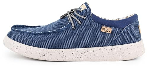Kickback Haven Men’s Sneaker Style Slip On Loafers – Canvas, Linen or Stretch Mesh Casual Shoes with Adjustable Elastic Laces – Stylish Comfortable Design for Everyday Summer Wear