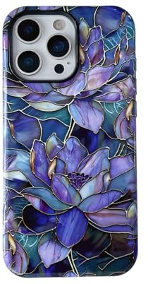 QLTYPRI Flower Case for iPhone 11 Pro Max, Aesthetic Cute Floral Phone Case for Girls Women, Protective Hybrid 2-Layer Hard Shell Silicone Cover Durable Shockproof Phone Cover - Purple Lotus