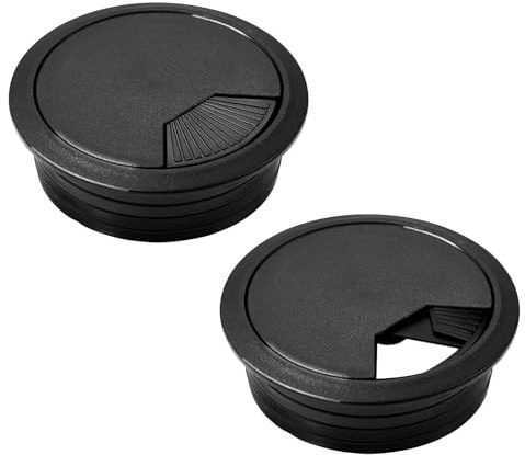 2pcs Desk Grommet 60mm, Round Desk Cable Hole Cover, Plastic Worktop Cable Tidy Hole for Office Computer Wires, Desktop Cables Wire Grommet, Wire Holes Cap