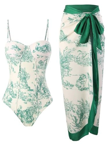 Badeanzug Damen Sexy - Europäische und amerikanische Enge und schlanke Retro Strand Sonnencreme Langrock Set Zwei heißen Frühlings Badeanzügen für Frauen