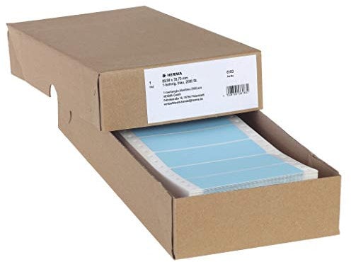 HERMA 8183 Computeretiketten endlos, 88,9 x 35,7 mm, 1-bahnig, 2000 Stück, selbstklebend, Endlosetiketten Aufkleber mit Führungslochrand, matt, blanko Papier Computer Etiketten, blau