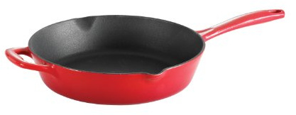 Tramontina Bestow Enamelled Cast Iron Skillet with Helper Handle, 25 cm (2.36l), Red, for Induction and All Hobs, Oven-Safe to 230°C, 31700205